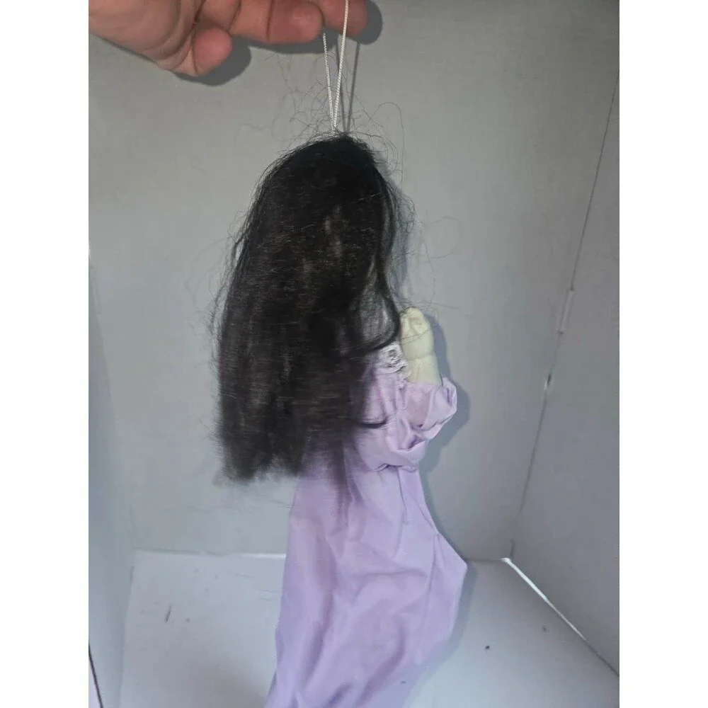 Gothic & Horror Hanging Doll Black Straight Hair Lavender Dress